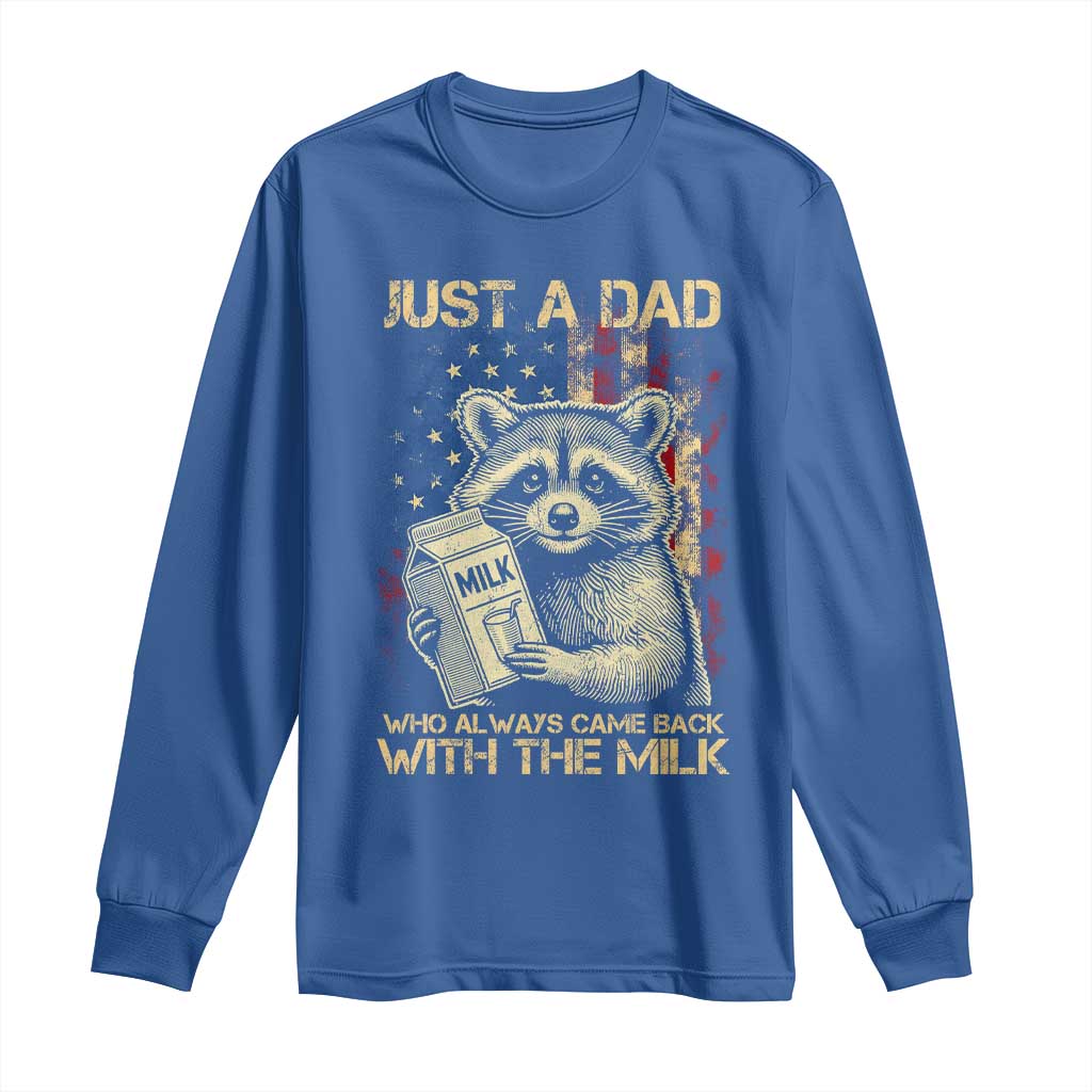 Just A Dad Who Always Came Back With The Milk Long Sleeve Shirt American Flag Father's Day