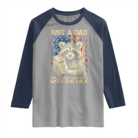 Just A Dad Who Always Came Back With The Milk Raglan Shirt Raccoon American Flag Father's Day