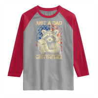 Just A Dad Who Always Came Back With The Milk Raglan Shirt Raccoon American Flag Father's Day
