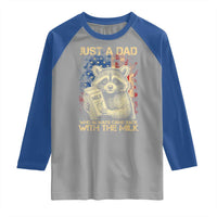 Just A Dad Who Always Came Back With The Milk Raglan Shirt Raccoon American Flag Father's Day