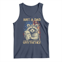 Just A Dad Who Always Came Back With The Milk Tank Top Raccoon American Flag Father's Day