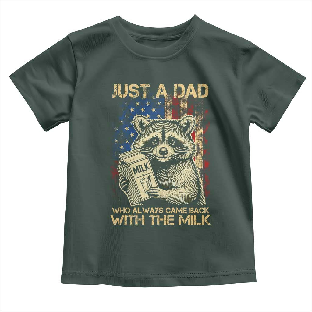 Just A Dad Who Always Came Back With The Milk Toddler T Shirt American Flag Father's Day