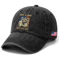 Just A Dad Who Always Came Back With The Milk Washed Cotton Baseball Cap Raccoon American Flag Father's Day
