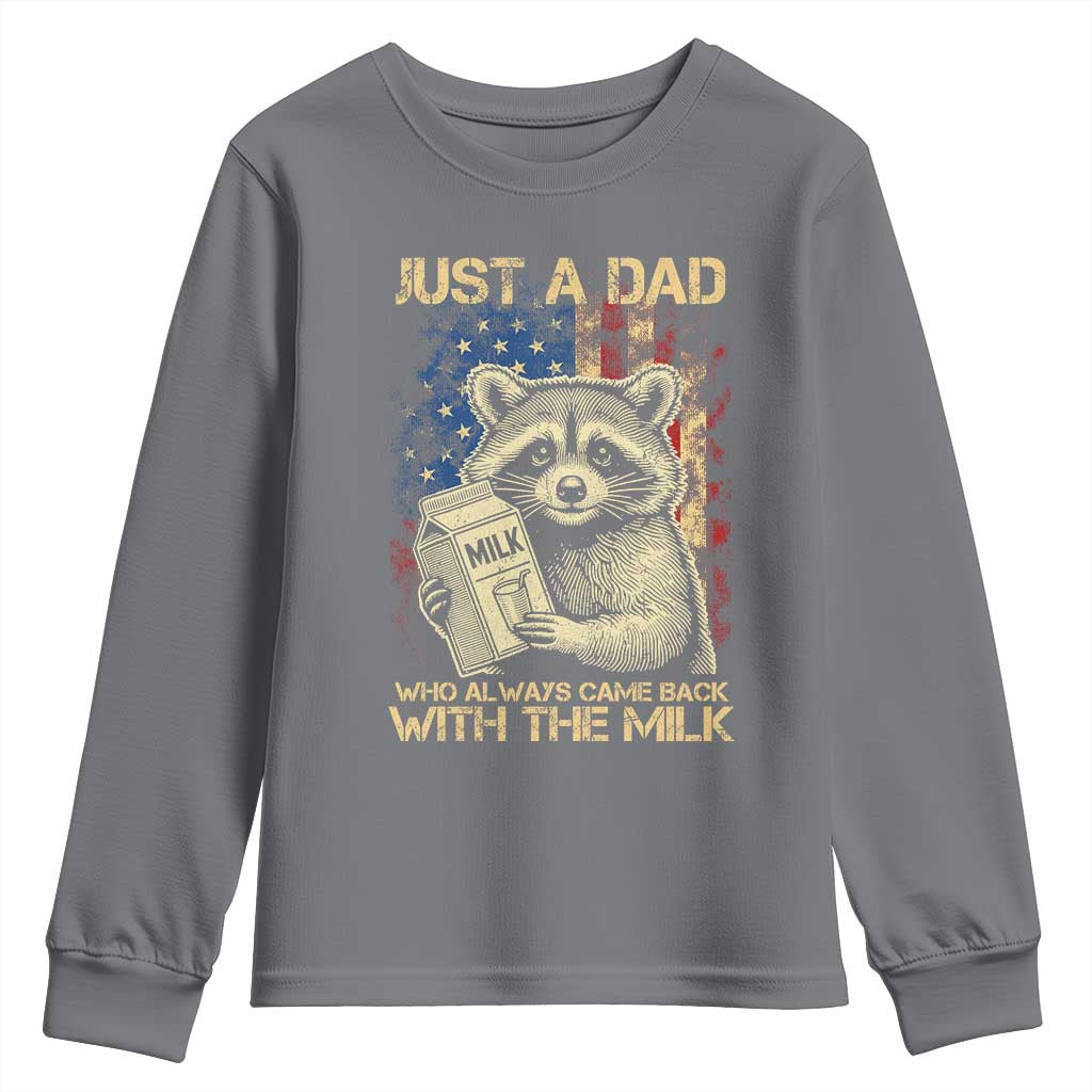 Just A Dad Who Always Came Back With The Milk Youth Sweatshirt American Flag Father's Day