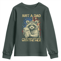 Just A Dad Who Always Came Back With The Milk Youth Sweatshirt American Flag Father's Day