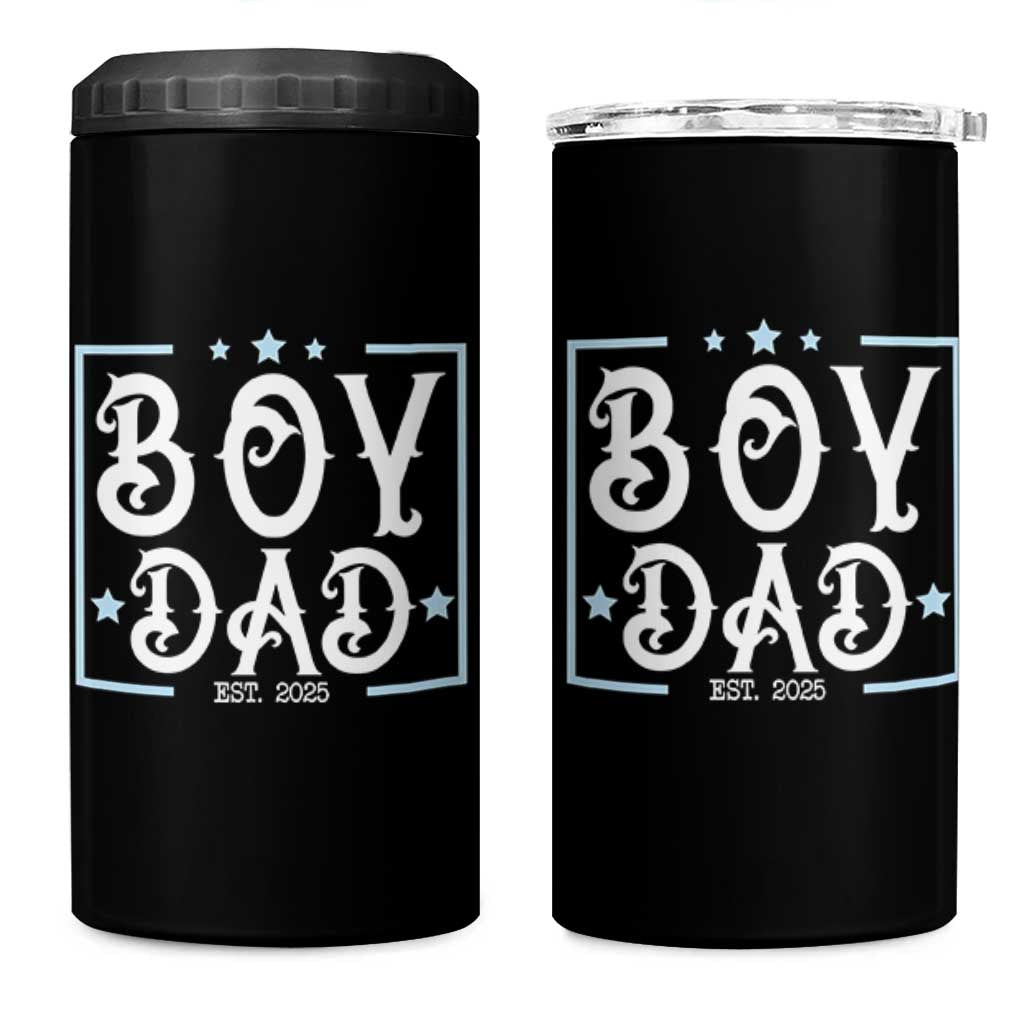 Boy Dad Est 2025 4 in 1 Can Cooler Tumbler Expect Baby Boy Son Fathers Day 2025