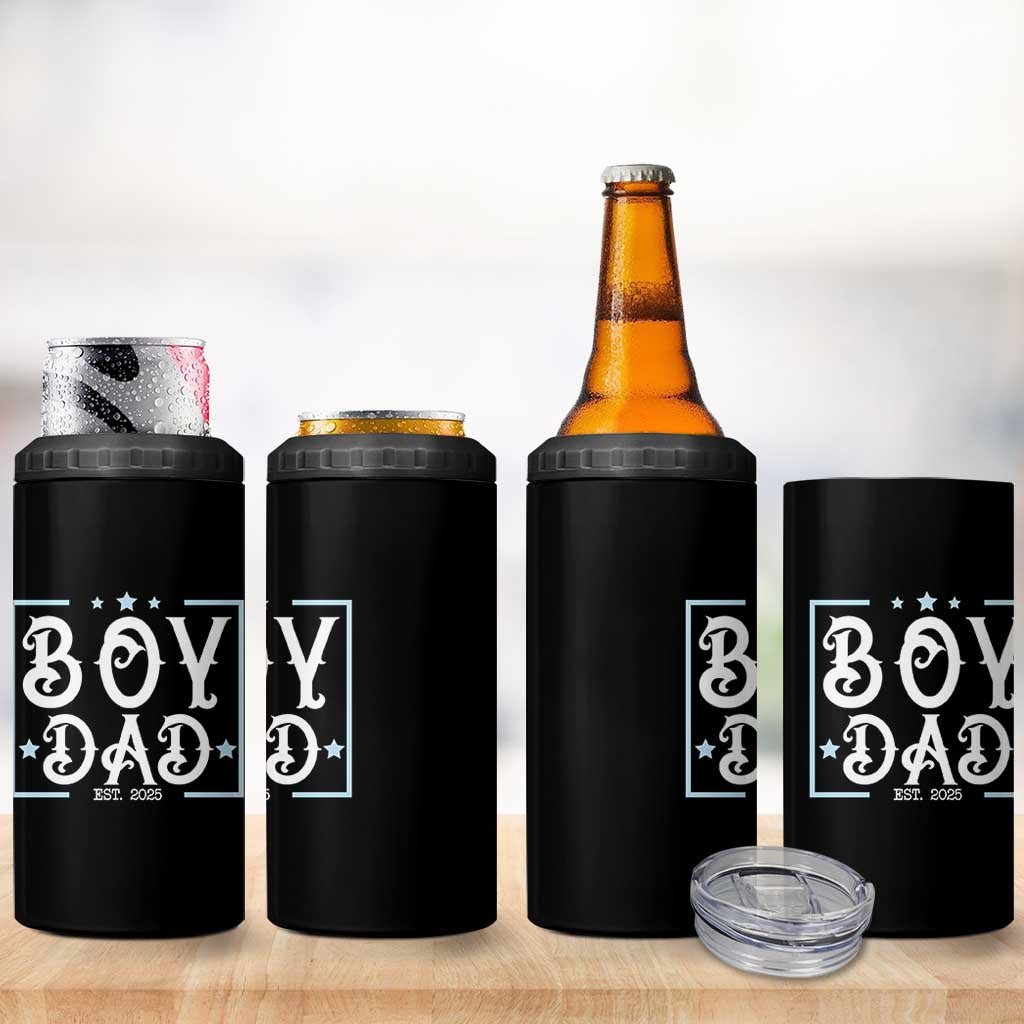 Boy Dad Est 2025 4 in 1 Can Cooler Tumbler Expect Baby Boy Son Fathers Day 2025
