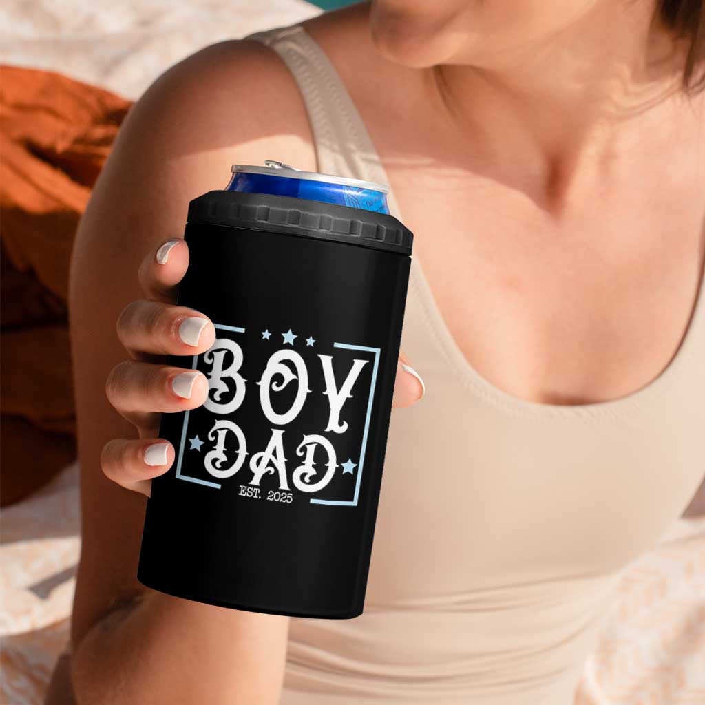 Boy Dad Est 2025 4 in 1 Can Cooler Tumbler Expect Baby Boy Son Fathers Day 2025