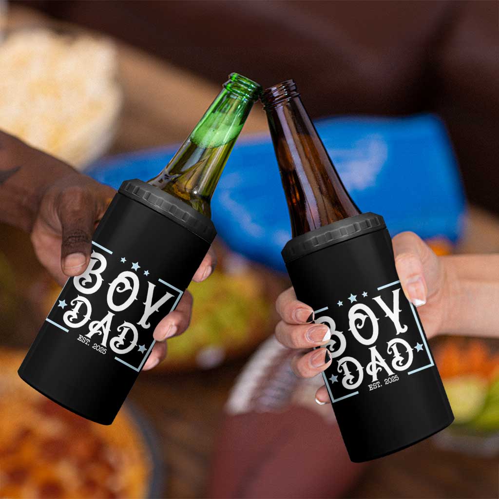 Boy Dad Est 2025 4 in 1 Can Cooler Tumbler Expect Baby Boy Son Fathers Day 2025