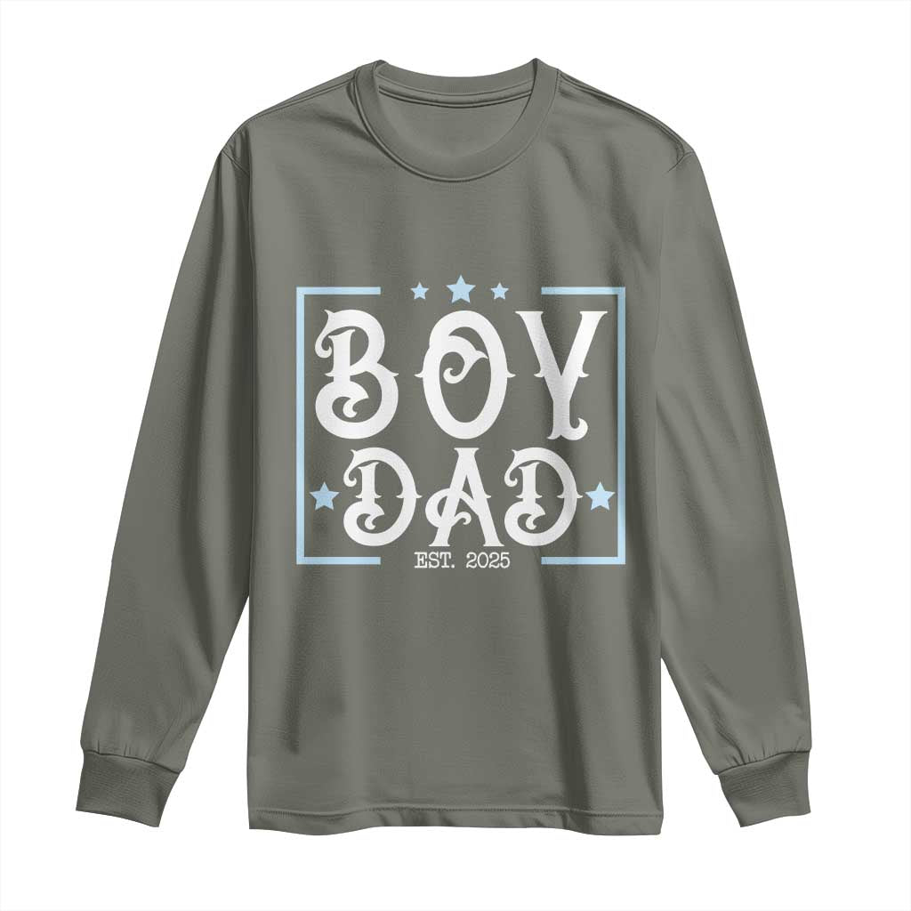 Boy Dad Est 2025 Long Sleeve Shirt Expect Baby Boy Son Fathers Day 2025