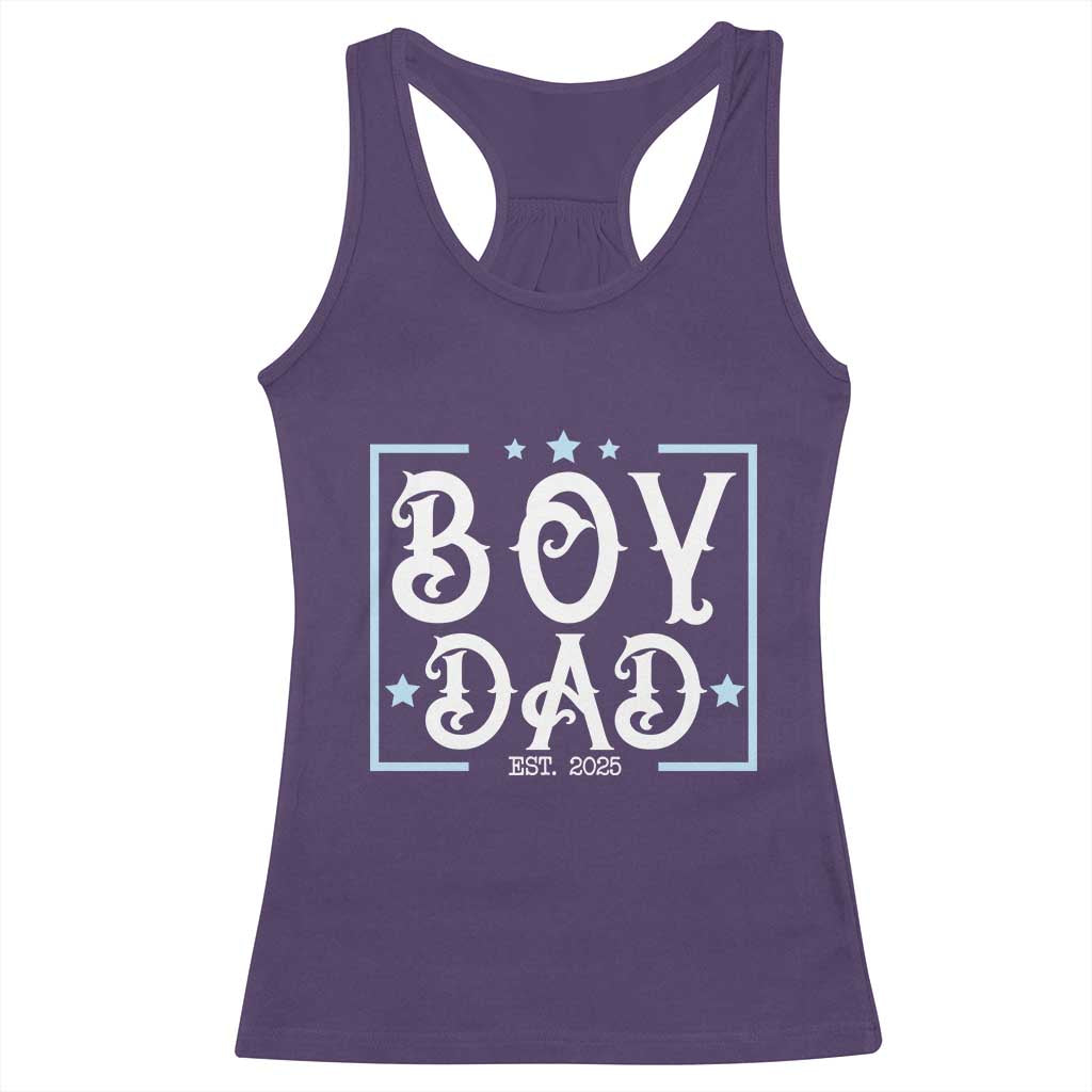Boy Dad Est 2025 Racerback Tank Top Expect Baby Boy Son Fathers Day 2025