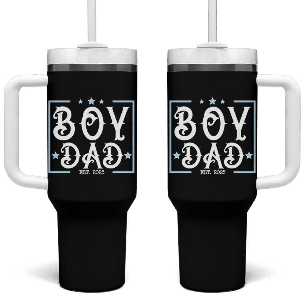 Boy Dad Est 2025 Tumbler With Handle Expect Baby Boy Son Fathers Day 2025