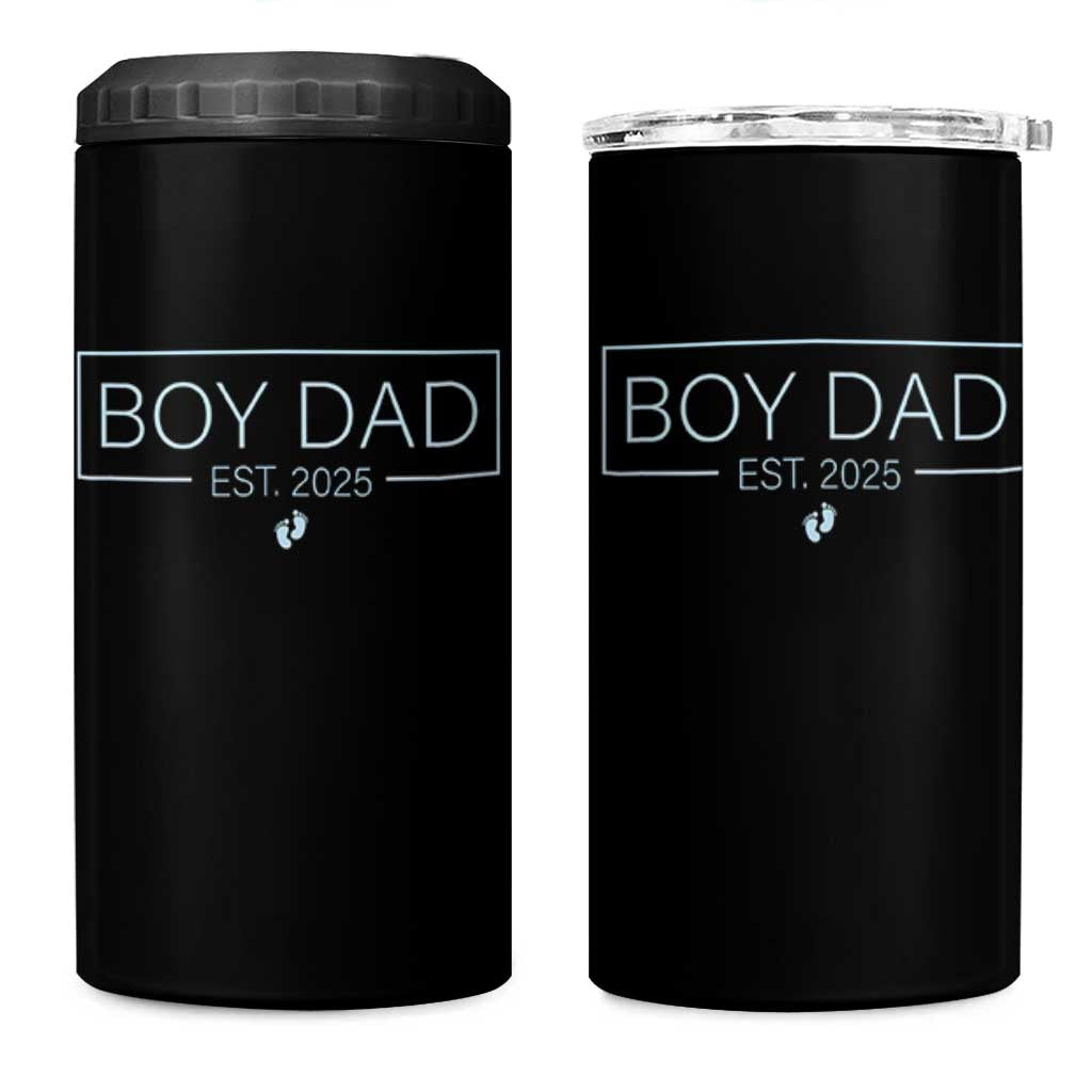 Boy Dad Est 2025 4 in 1 Can Cooler Tumbler Newborn Daddy Father Baby Boy Son Expect Baby