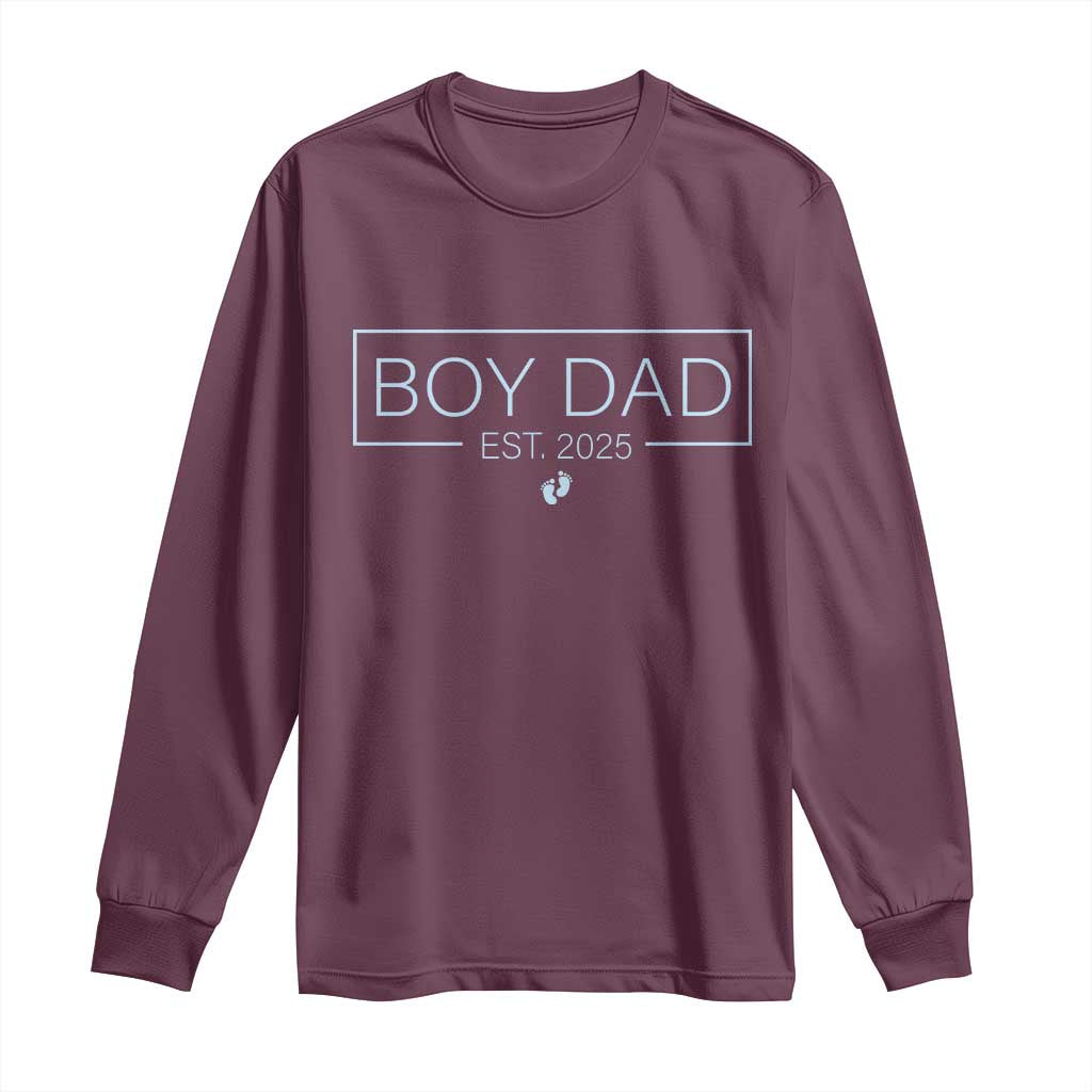 Boy Dad Est 2025 Long Sleeve Shirt Newborn Daddy Father Baby Boy Son Expect Baby
