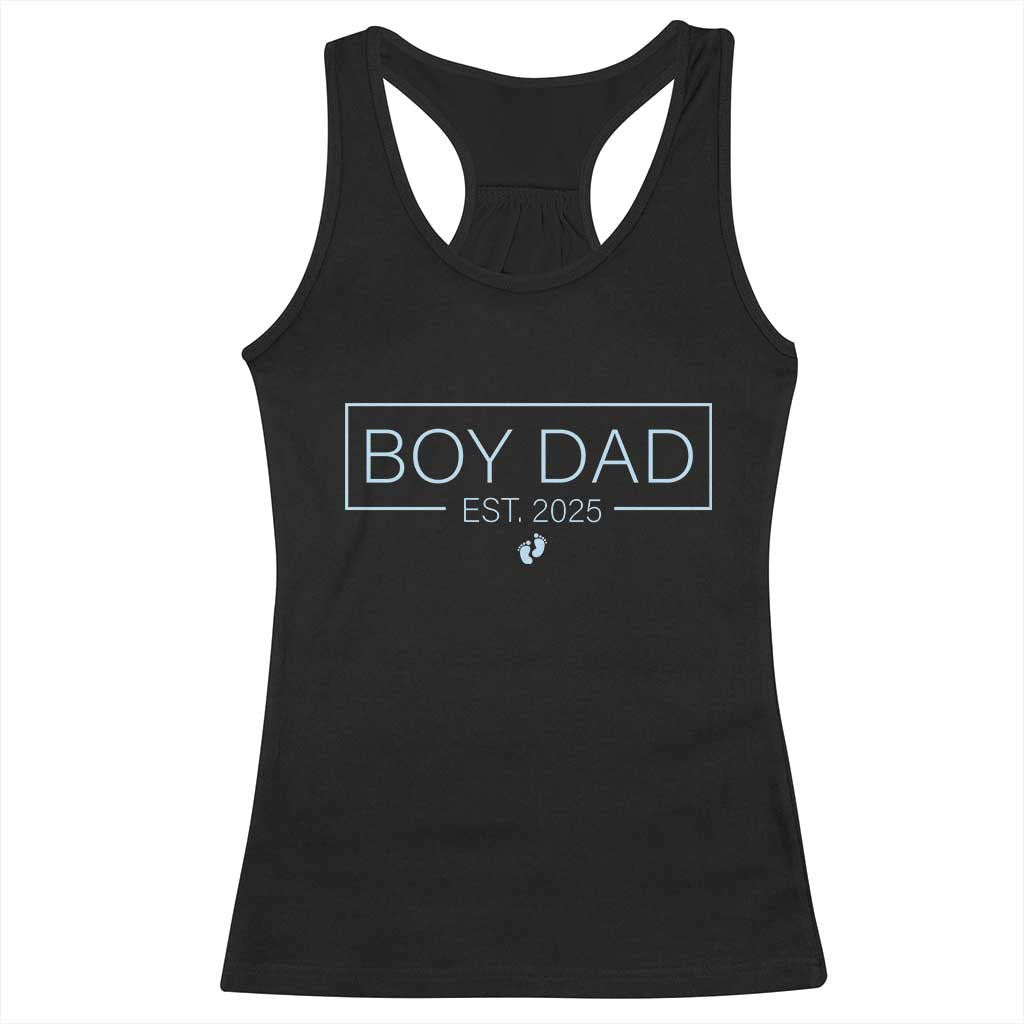 Boy Dad Est 2025 Racerback Tank Top Newborn Daddy Father Baby Boy Son Expect Baby