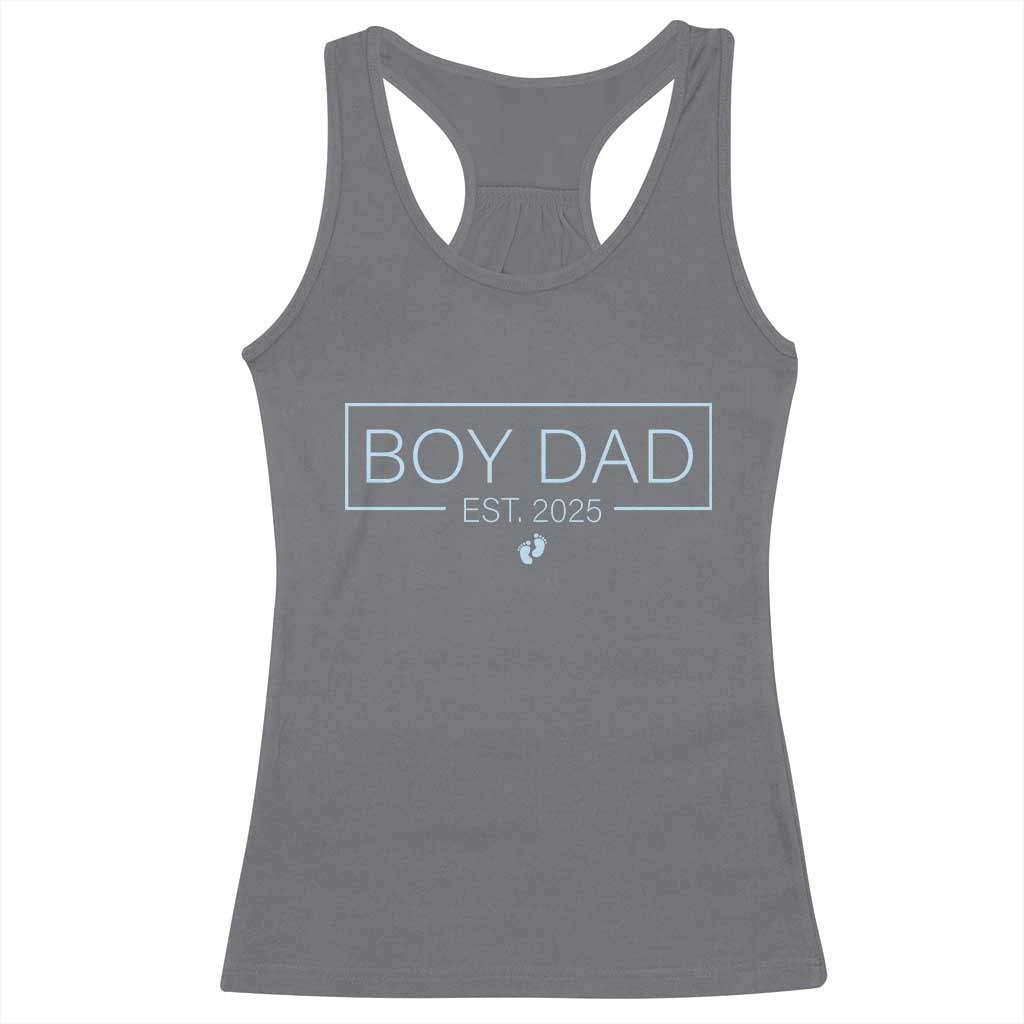 Boy Dad Est 2025 Racerback Tank Top Newborn Daddy Father Baby Boy Son Expect Baby