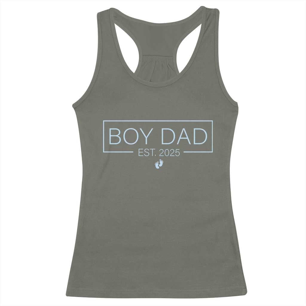 Boy Dad Est 2025 Racerback Tank Top Newborn Daddy Father Baby Boy Son Expect Baby