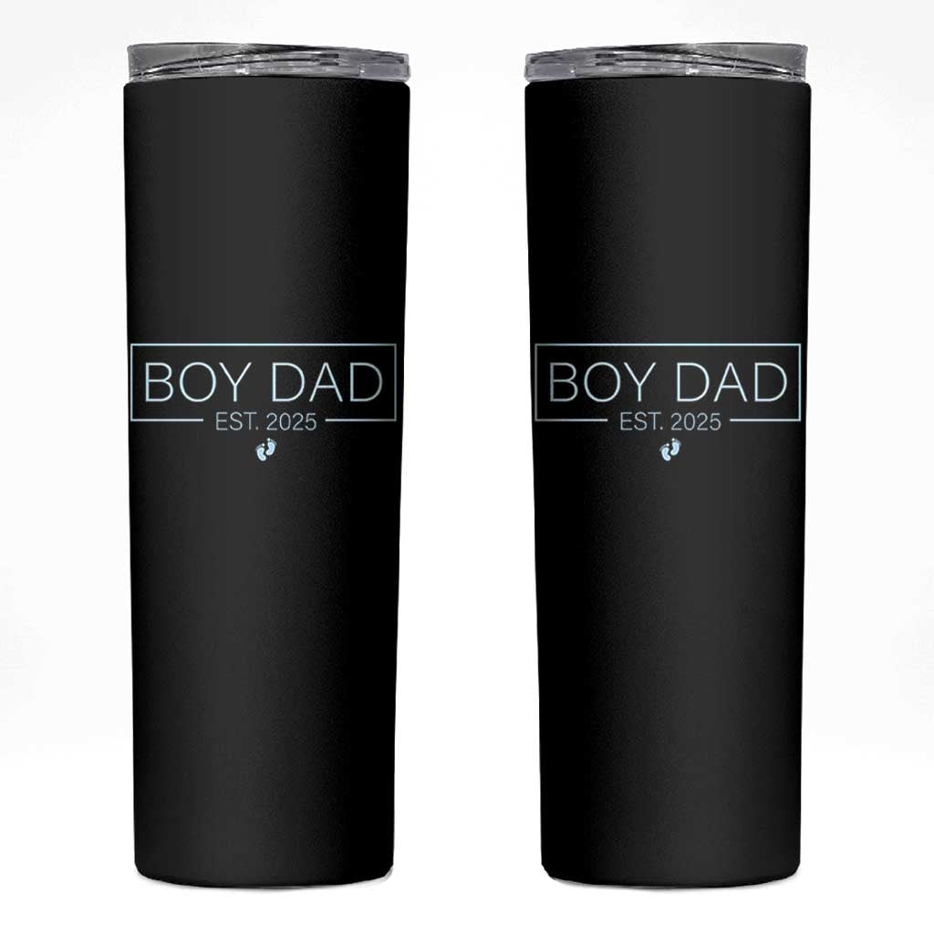Boy Dad Est 2025 Skinny Tumbler Newborn Daddy Father Baby Boy Son Expect Baby