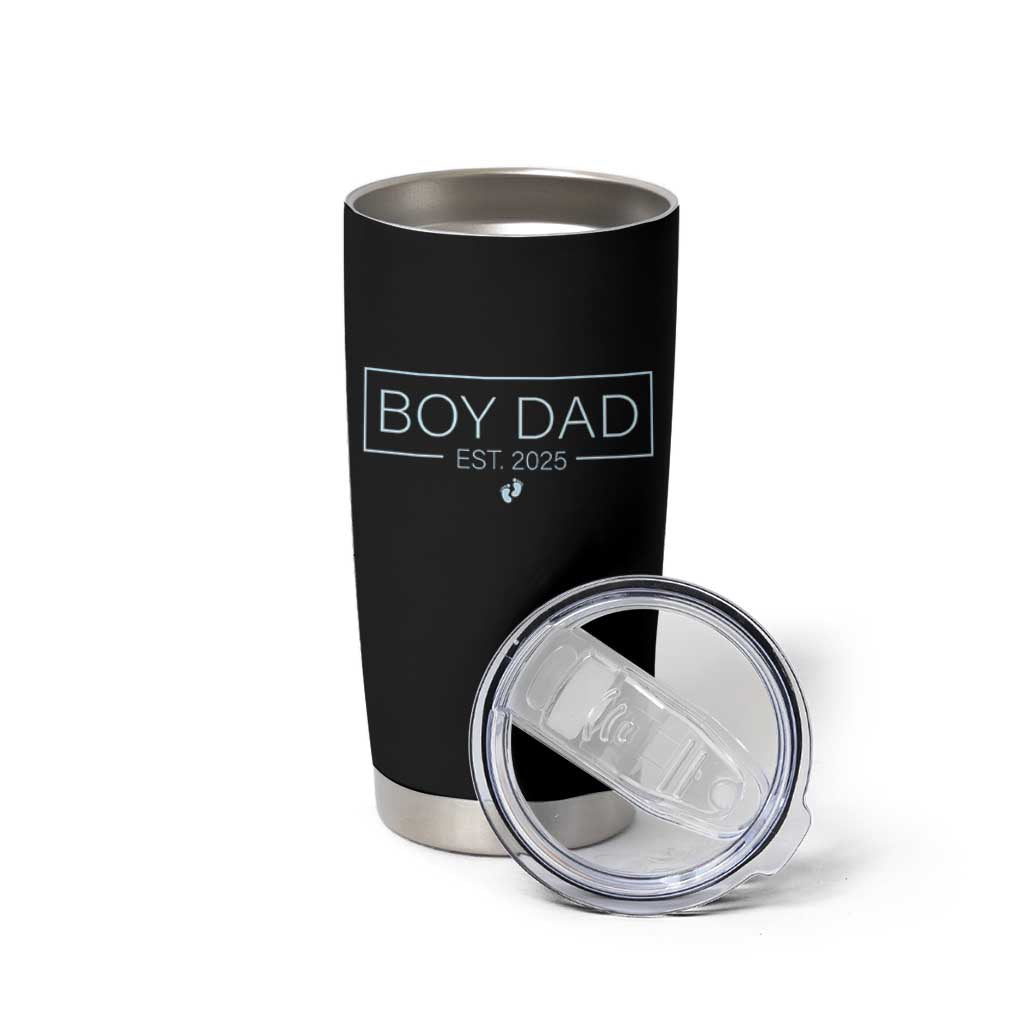Boy Dad Est 2025 Tumbler Cup Newborn Daddy Father Baby Boy Son Expect Baby