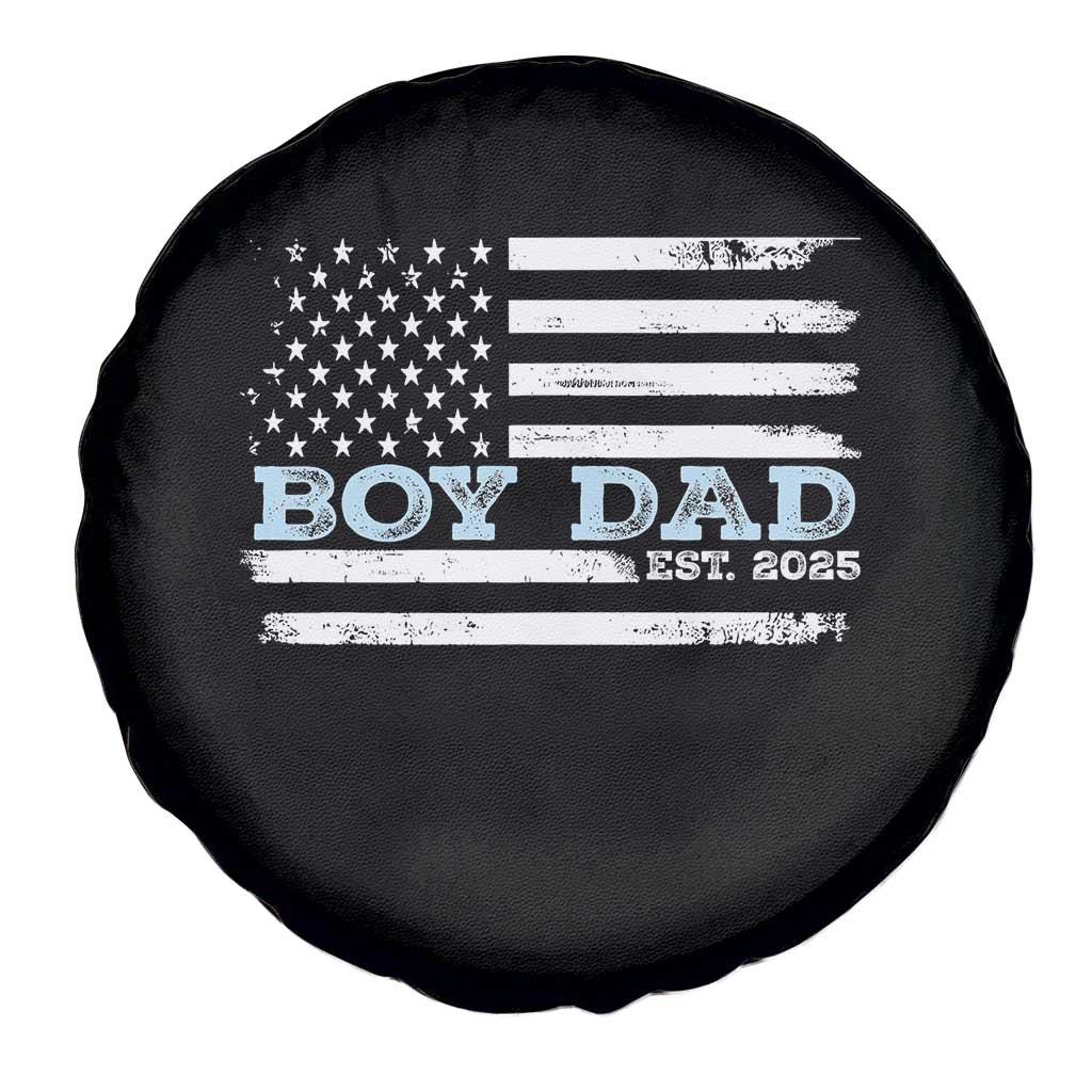 Boy Dad Est 2025 Spare Tire Cover Daddy Of Newborn Baby Boy First Fathers Day USA Flag