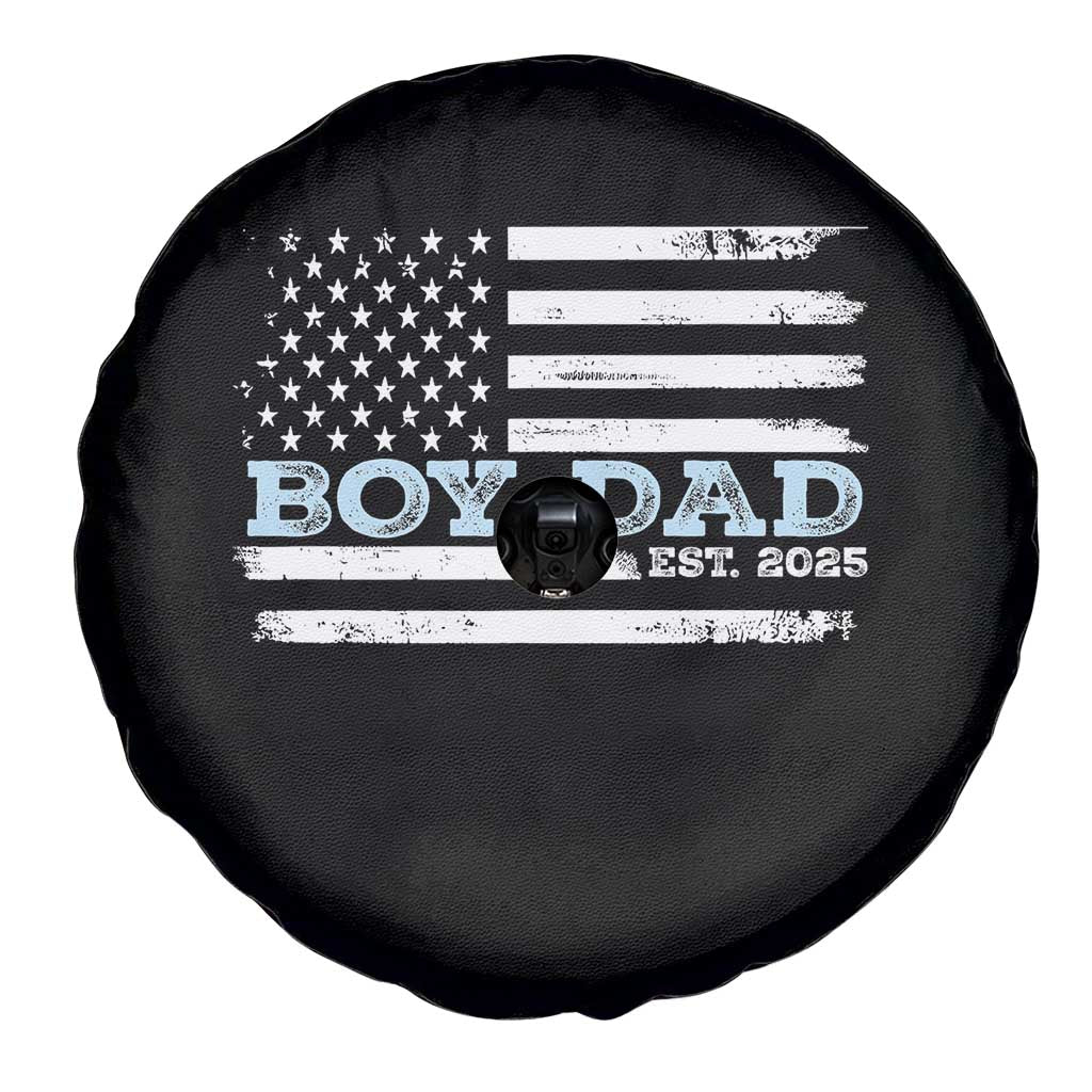 Boy Dad Est 2025 Spare Tire Cover Daddy Of Newborn Baby Boy First Fathers Day USA Flag