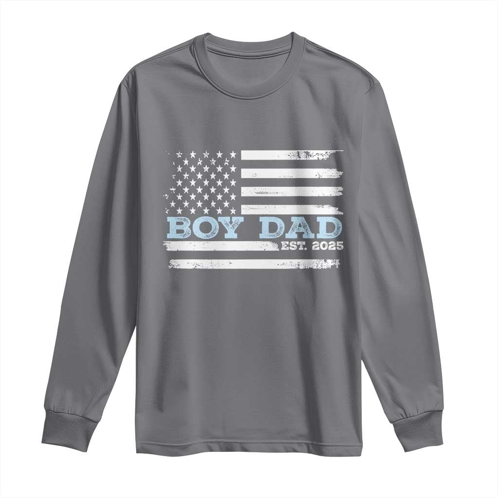 Boy Dad Est 2025 Long Sleeve Shirt Newborn Daddy Father Baby Boy Son USA Flag