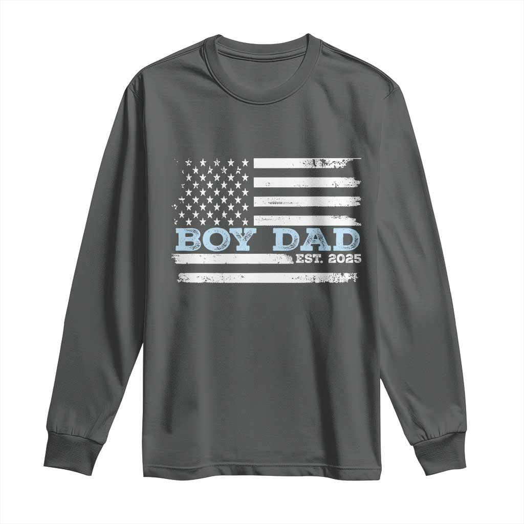 Boy Dad Est 2025 Long Sleeve Shirt Newborn Daddy Father Baby Boy Son USA Flag