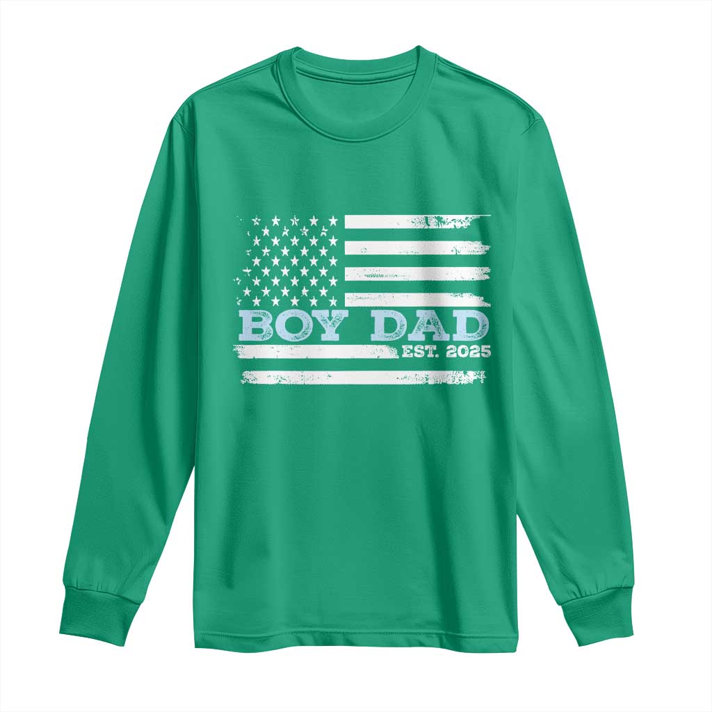 Boy Dad Est 2025 Long Sleeve Shirt Newborn Daddy Father Baby Boy Son USA Flag