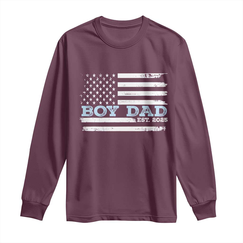 Boy Dad Est 2025 Long Sleeve Shirt Newborn Daddy Father Baby Boy Son USA Flag