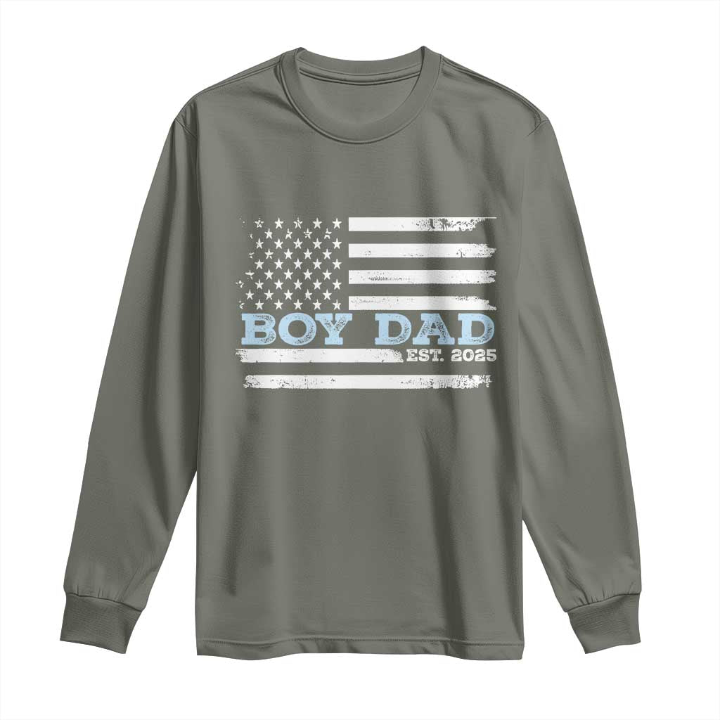 Boy Dad Est 2025 Long Sleeve Shirt Newborn Daddy Father Baby Boy Son USA Flag