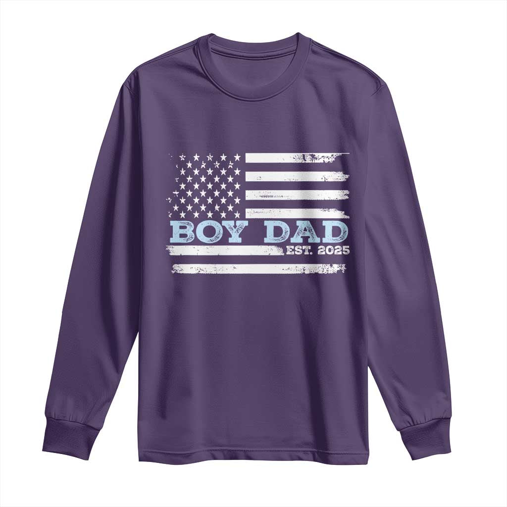 Boy Dad Est 2025 Long Sleeve Shirt Newborn Daddy Father Baby Boy Son USA Flag