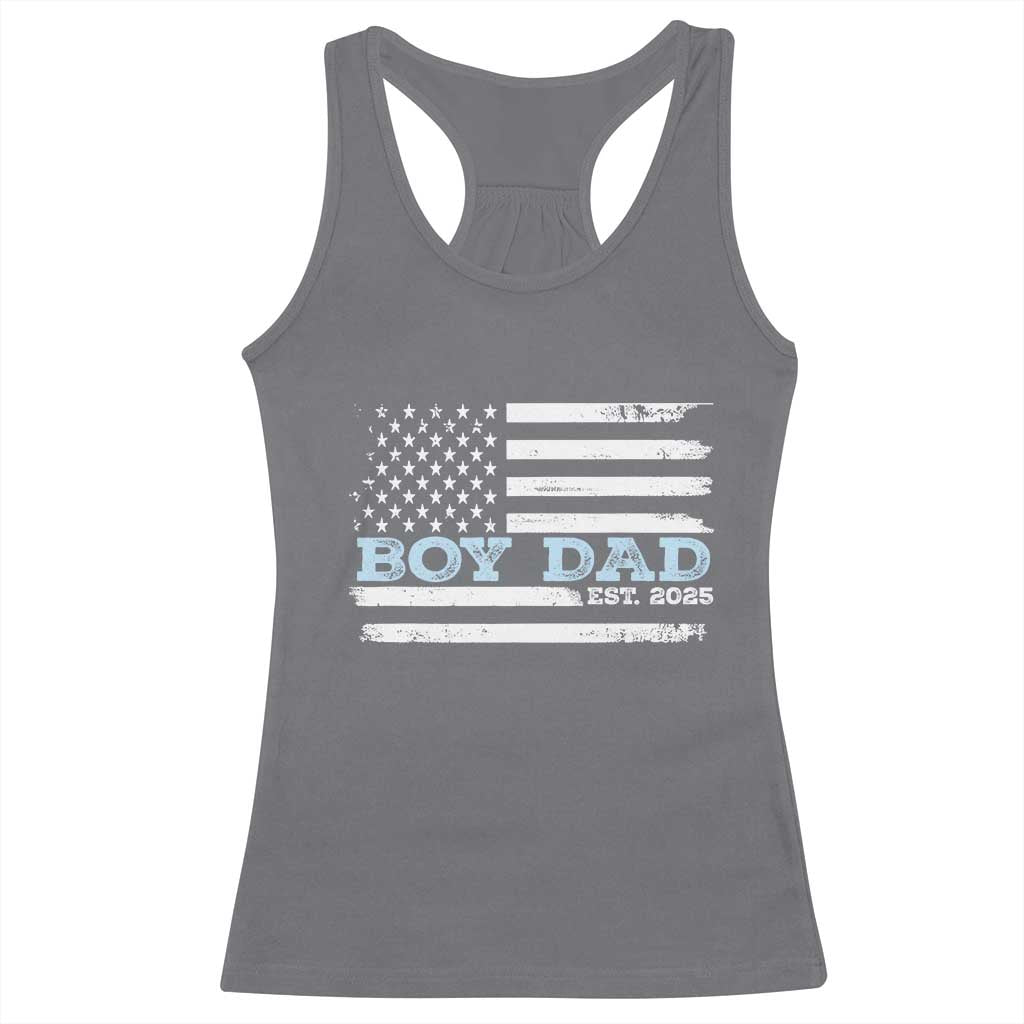 Boy Dad Est 2025 Racerback Tank Top Newborn Daddy Father Baby Boy Son USA Flag