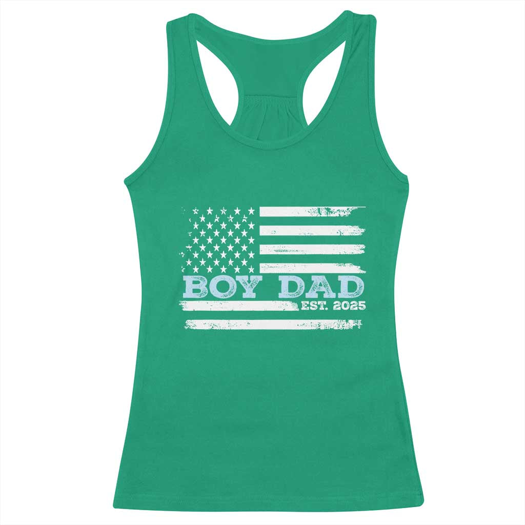Boy Dad Est 2025 Racerback Tank Top Newborn Daddy Father Baby Boy Son USA Flag