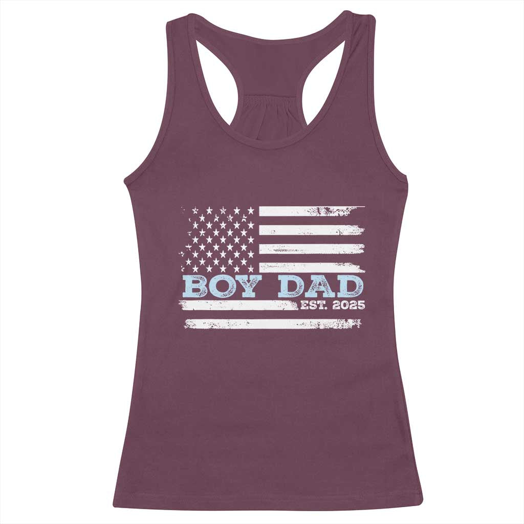 Boy Dad Est 2025 Racerback Tank Top Newborn Daddy Father Baby Boy Son USA Flag