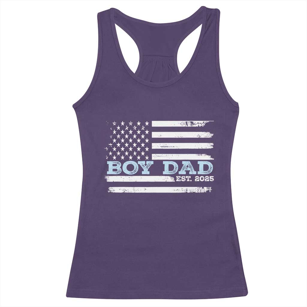 Boy Dad Est 2025 Racerback Tank Top Newborn Daddy Father Baby Boy Son USA Flag