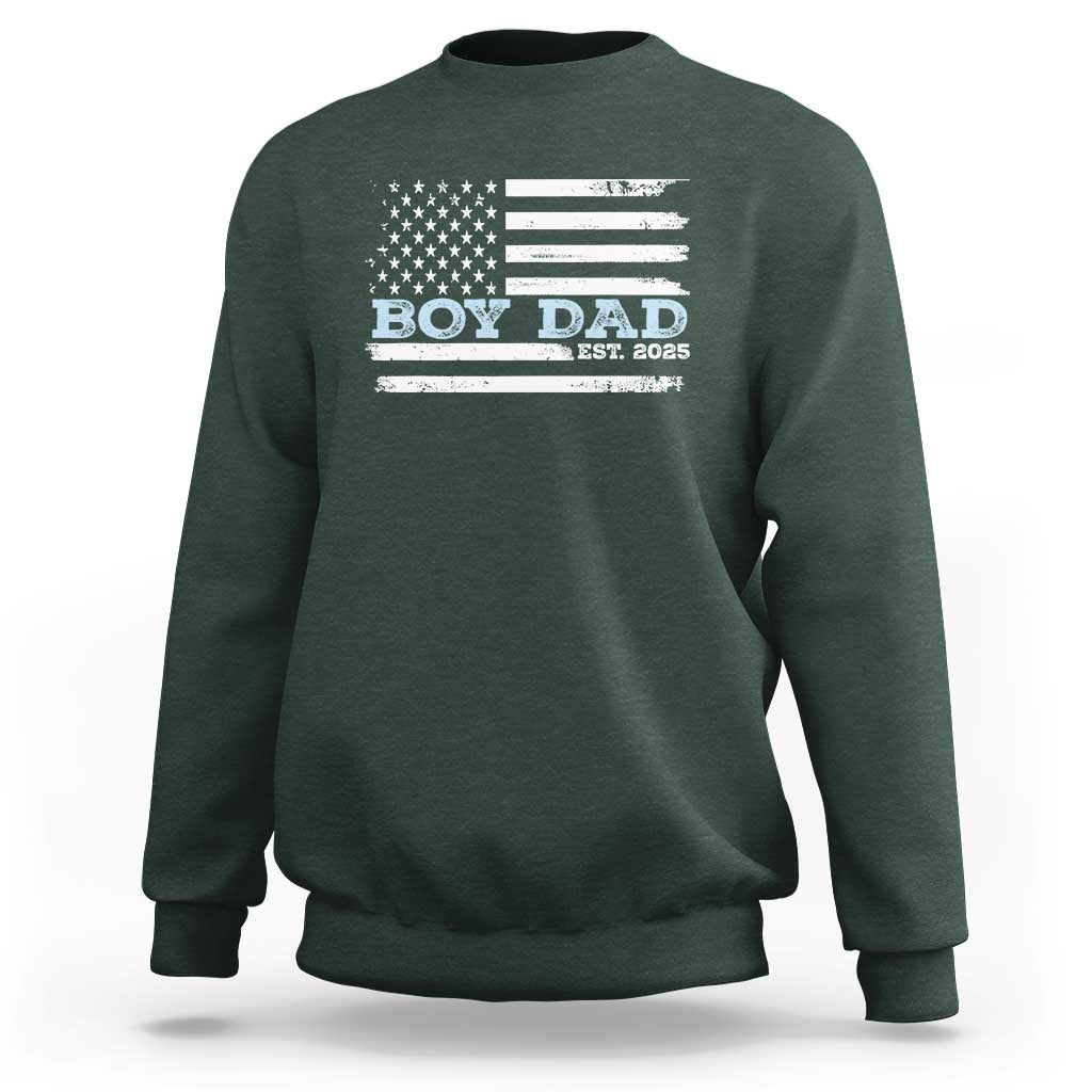 Boy Dad Est 2025 Sweatshirt Newborn Daddy Father Baby Boy Son USA Flag