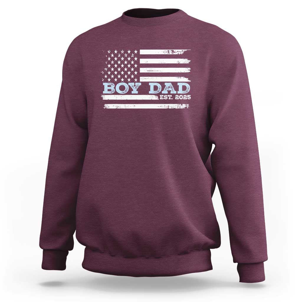 Boy Dad Est 2025 Sweatshirt Newborn Daddy Father Baby Boy Son USA Flag