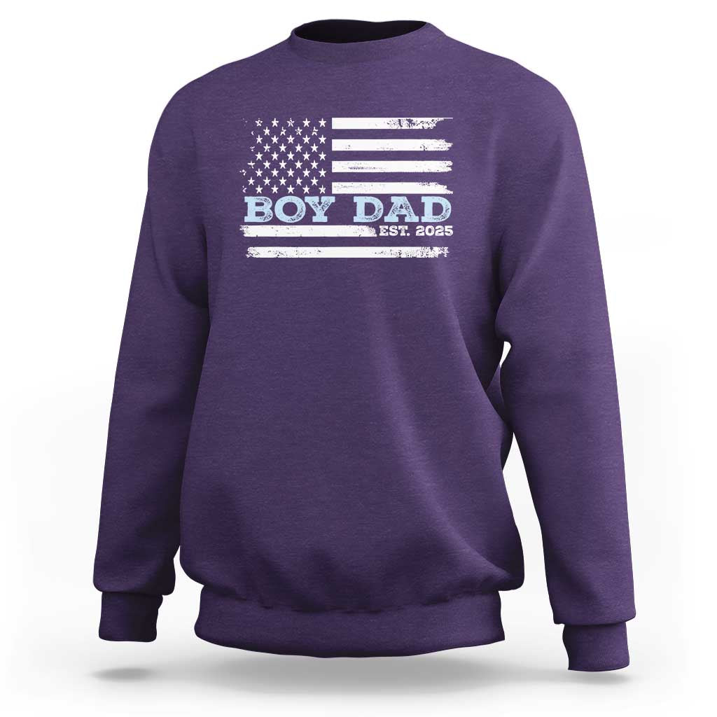 Boy Dad Est 2025 Sweatshirt Newborn Daddy Father Baby Boy Son USA Flag