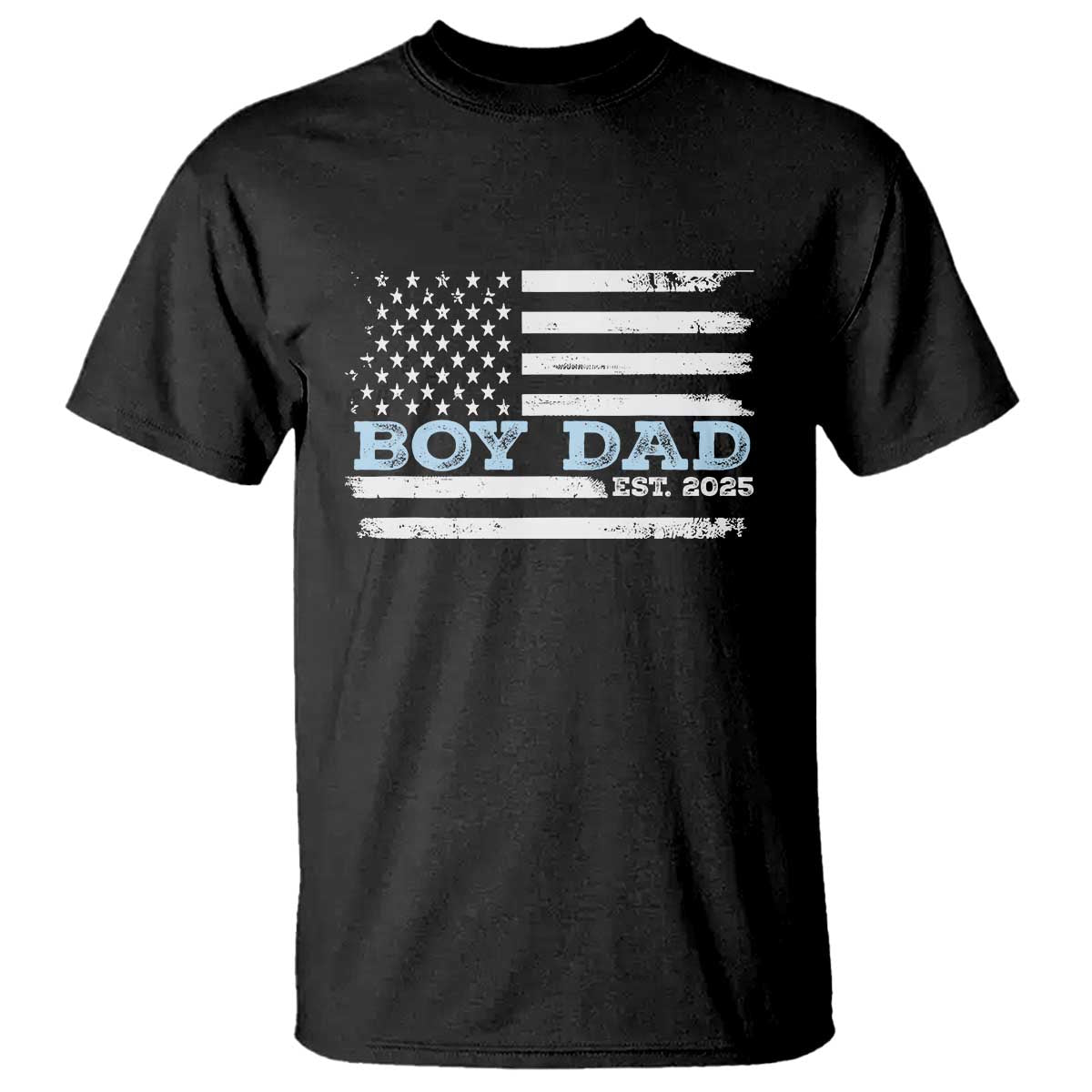 Boy Dad Est 2025 T Shirt Newborn Daddy Father Baby Boy Son USA Flag