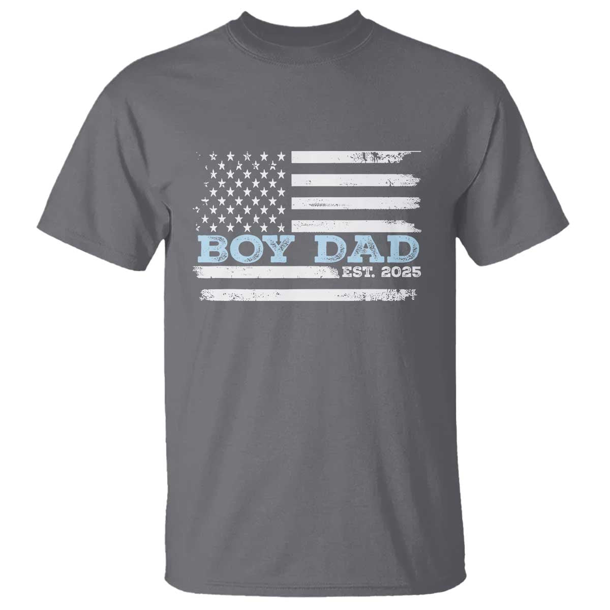 Boy Dad Est 2025 T Shirt Newborn Daddy Father Baby Boy Son USA Flag