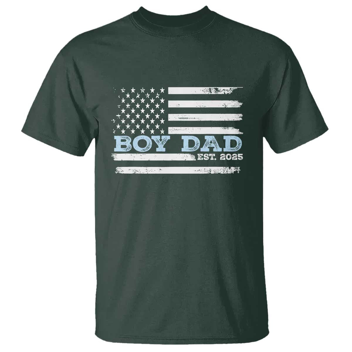 Boy Dad Est 2025 T Shirt Newborn Daddy Father Baby Boy Son USA Flag