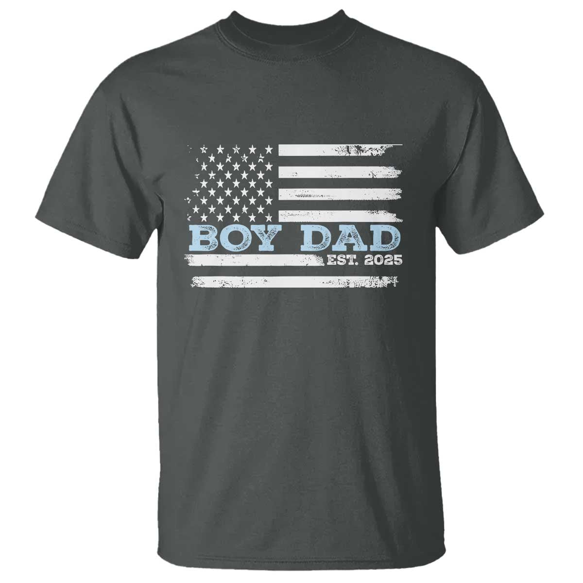 Boy Dad Est 2025 T Shirt Newborn Daddy Father Baby Boy Son USA Flag