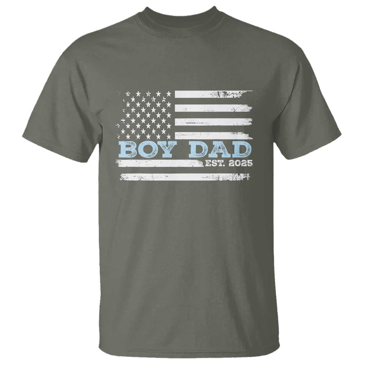Boy Dad Est 2025 T Shirt Newborn Daddy Father Baby Boy Son USA Flag