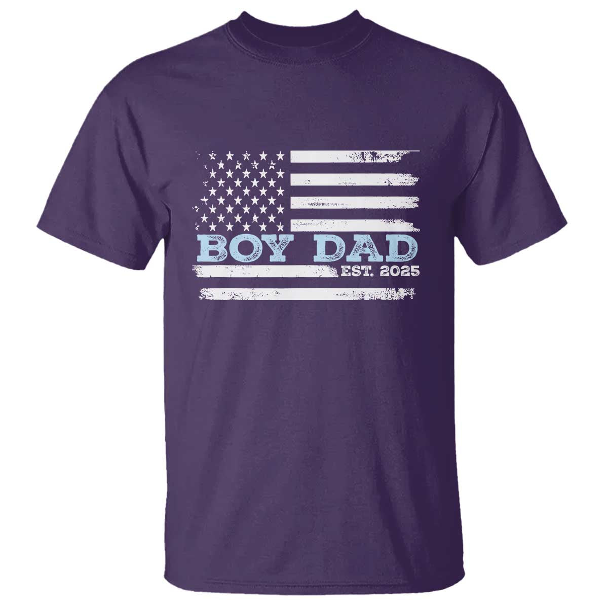 Boy Dad Est 2025 T Shirt Newborn Daddy Father Baby Boy Son USA Flag