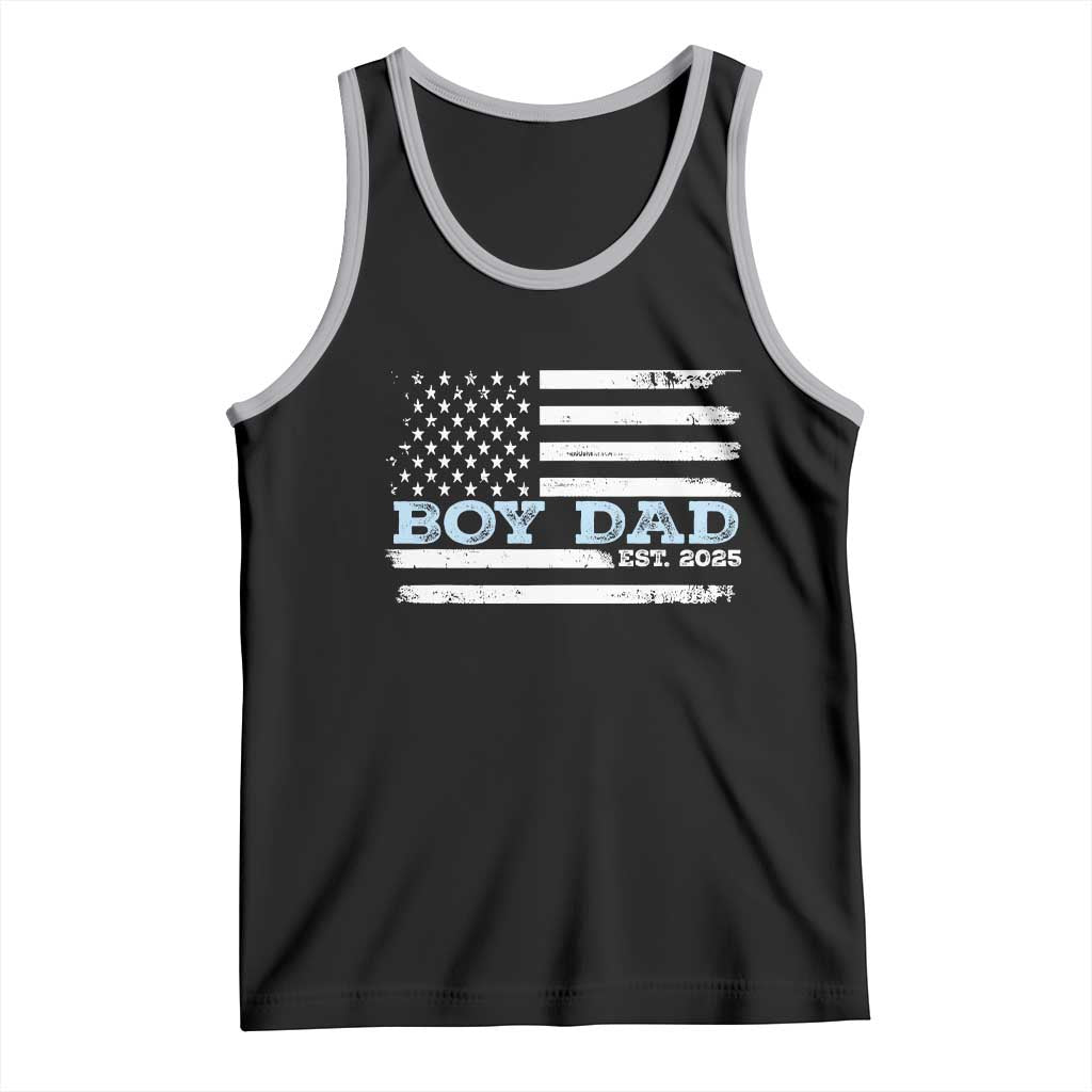 Boy Dad Est 2025 Tank Top Daddy Of Newborn Baby Boy First Fathers Day USA Flag