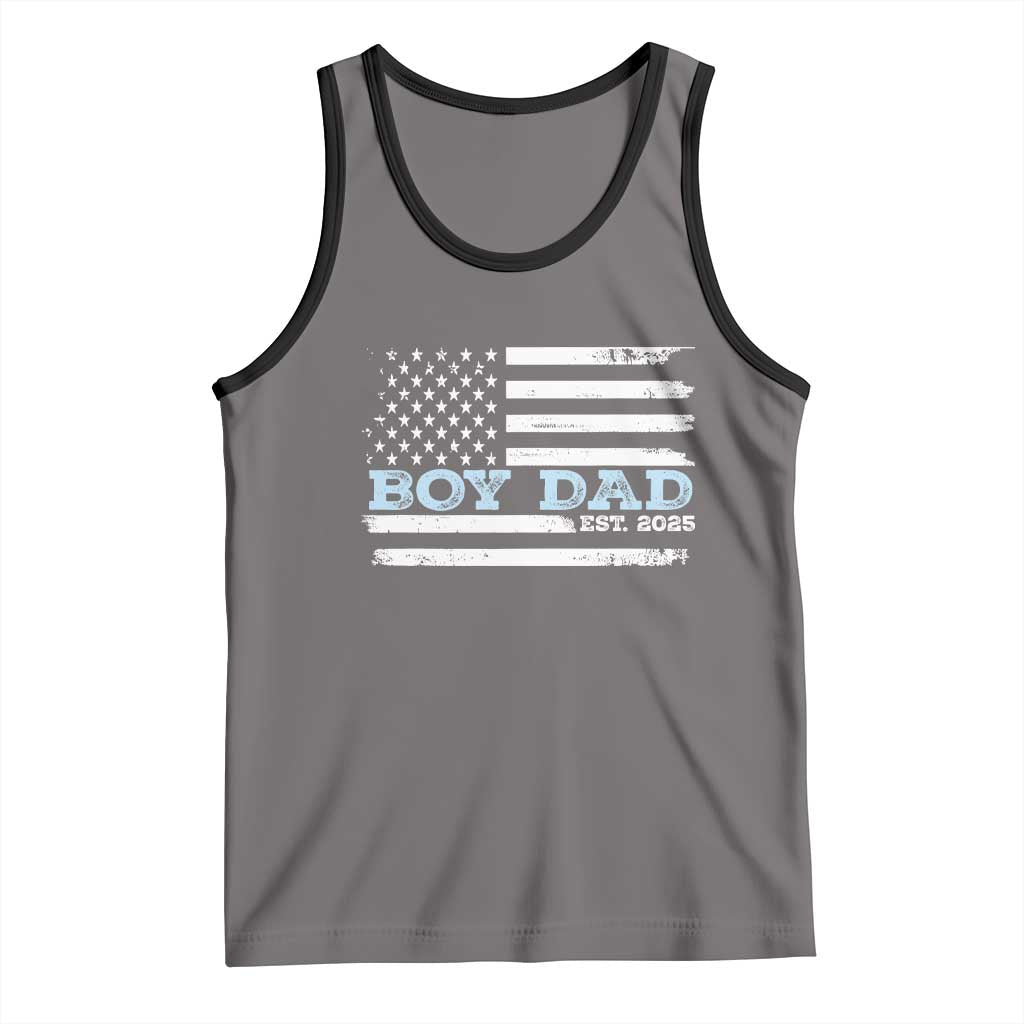Boy Dad Est 2025 Tank Top Daddy Of Newborn Baby Boy First Fathers Day USA Flag