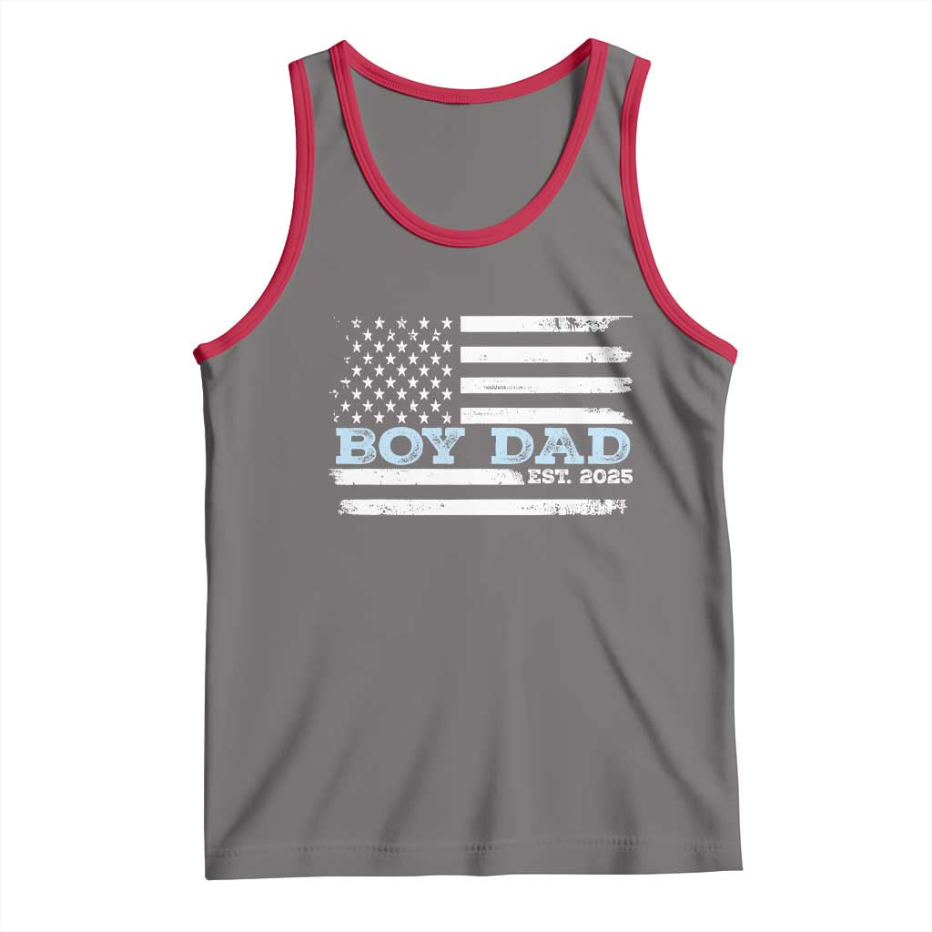 Boy Dad Est 2025 Tank Top Daddy Of Newborn Baby Boy First Fathers Day USA Flag