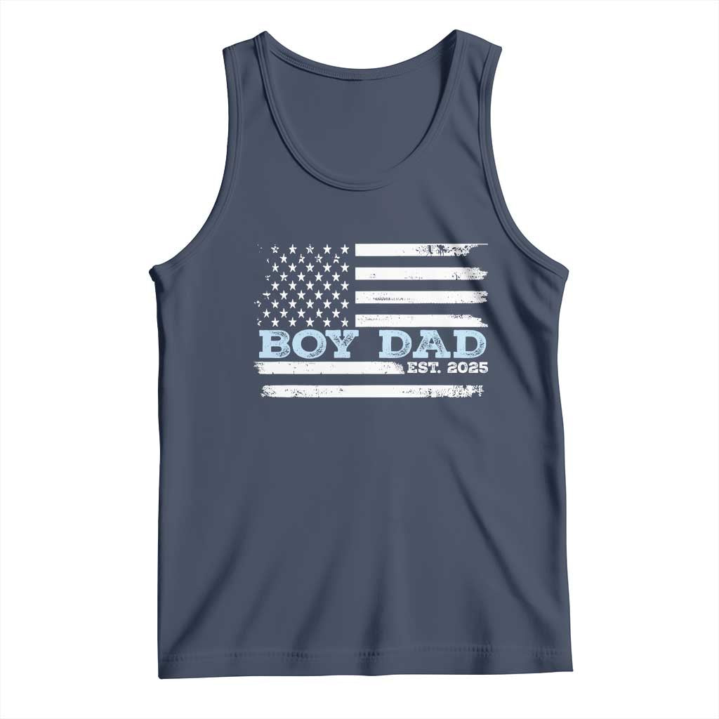 Boy Dad Est 2025 Tank Top Daddy Of Newborn Baby Boy First Fathers Day USA Flag