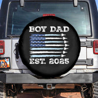 Boy Dad Est 2025 Spare Tire Cover Daddy Of Newborn Baby Boy First Fathers Day USA Flag Fighter Jets
