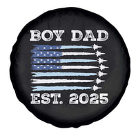 Boy Dad Est 2025 Spare Tire Cover Daddy Of Newborn Baby Boy First Fathers Day USA Flag Fighter Jets